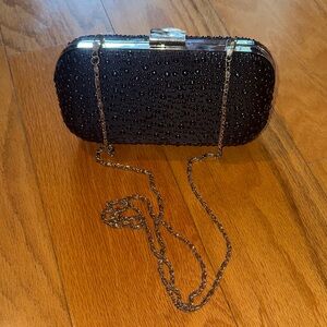 Chic Black Beaded Evening Clutch